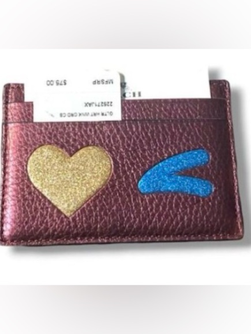 Coach purple metallic card holder  nwt 4x3”